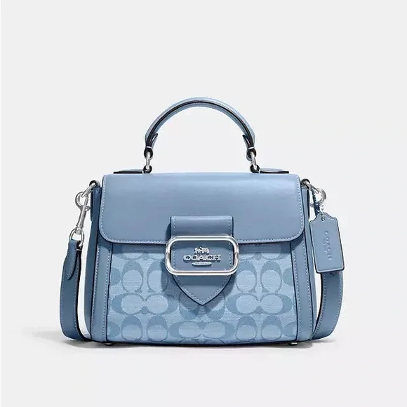 NWT！COACH MORGAN TOP HANDLE SATCHEL IN SIGNATURE CHAMBRAY（COACH CH142）